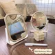 Ins Desktop Stand Makeup Mirrors Cute Rotating Oval Rectangle Women Vanity Cosmetic Mirrors Bedroom