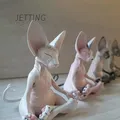 Meditation Yoga Happy Cat Collectible Figurines Miniature Buddha Cat Figurine Animal Model Hairless