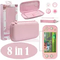 8 in 1 Pink Travel Carrying Case Accessories Kit for Nintendo Switch Lite Console Glass Screen