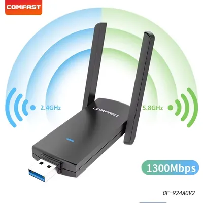 COMFAST USB Wifi Adapter 1300Mbps 2.4G/5.8G Wi Fi Dongle Receiver Network Card Wi-Fi Antenna