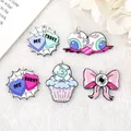 10Pcs Halloween Charms Horror Bow Eyeball Bloody Spooky Cupcake Haunt Me Acrylic Jewlery Findings