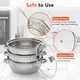 28CM Stainless Steel 3 Tier Steamer Cooker Veg Pot Set Pan Cook Food Glass Lids