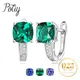Potiy Cushion Created Sapphire Nano Emerald Tanzanite Hoop Earrings 925 Sterling Silver for Women