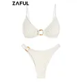 ZAFUL Swimsuit For Women Lace O Ring Spaghetti Strap High Leg Cheeky Bikini Set Swimwear Bathing