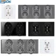 EU Standard Double Sockets France Dual Power Outlets 110-250V Single Wall Socket Glass Panel