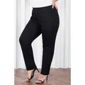 Women Basic Black Pants Plus Size Casual Pocket Elastic High Waisted Cropped Pencil Pant Office Lady