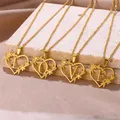 Gold Color Dainty Flower Initials Necklace Women Girl Stainless Steel Heart Letter Choker Necklace