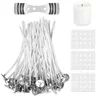 60 PCS Candle Wick Pre Waxed Wicks with 60 PCS Candle Wick Stickers and 1 PCS Wick Holder for