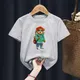 Funny Bear Fashion Print Red Kid T-shirts Children Baby Harajuk Tees Boy Girl Kawaii Tops Gift