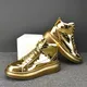 2024 scarpe sportive alte da uomo moda pelle lucida oro argento Skateboard di lusso coreano High