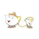 Disney Anime Movie Beauty and The Beast Mrs. Potts Tea Pot Brooches Enamel Pins Set Cartoon Cute