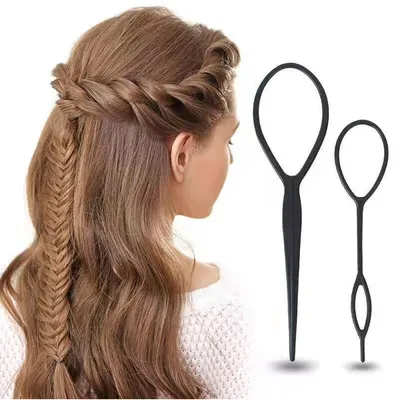 1set(2pcs) Ponytail Plastic Loop Styling Tools Simple Magic Hair Twist Styling Clip Braider Tools