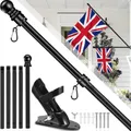 6ft Collapsible Flagpole Base Adjustable Wall Bracket Base Banner Rack Flag Pole Holder Flagpole