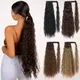 Synthetic Long Corn Wavy Ponytail Hairpiece Wrap on Hair Clip Ombre Brown Blonde Hair Extensions