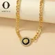 Obega Lion Head Enamel Chokers Set For Women Gold Color Cuban Chain Crystal Stone Surround Round