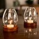 Transparent Round Glass Candlestick Candle Holder Retro Oil Lamp Shape Candle Holder Wedding Dinner