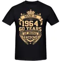 Men Women Birthday Anniversary Funny T-shirts Made In 1964 60th 60 Years Old Vintage Cotton T Shirt