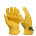 Leather Work Gloves For Men Yellow Cowhide Heavy Duty Safety Protective Driver Working Welding