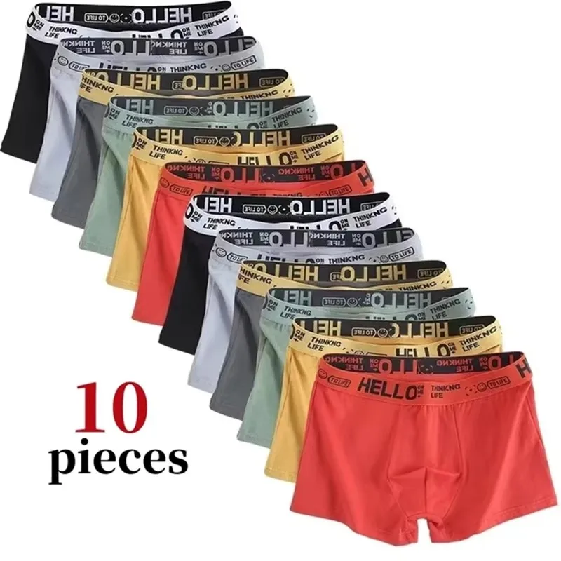 10 pezzi boxer e slip da uomo intimo moda boxer e slip ad alta elasticità pantaloncini da uomo morbidi e traspiranti comodi