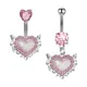 Fashion Pink Heart-shaped Navel Piercing Belly Bar Studs Creative Love Opal Belly Button Piercing