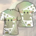 T-shirt oversize per uomo estate Cartoon Anime abbigliamento bambini Disney Grogu stampa 3D