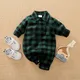 2024 Spring and Autumn Cute Plaid 0-18 Months Fashion Boys Girls Baby Outfit Infant Clothes Toddler