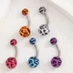5Pcs Leopard Print Belly Button Rings Tongue Rings Packs Silicone Spike Ball Barbell Belly Tongue