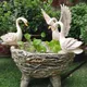 Resin White Swan Statue Wter Pool Flower Pot Landscape Courtyard Garden Swans Sculpture Home