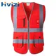 Reflective Vest Red Safety Vest for Men Working Vest Workwear with Many Pockets Security Vest for
