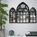 3Pcs Wall Arch Mirrors Set Gothic Wall Mirror Decor Cathedral Arched Mirror Decor for Living Room
