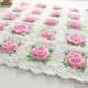 Handmade Blanket For Newborn Baby Photo Props Crochet Rose Flowers Pink Floral Knitted Receiving