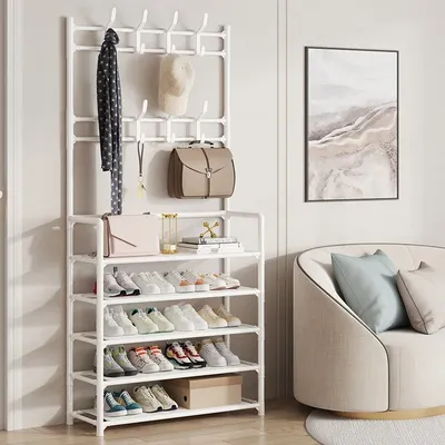 Multi-ayer Hat and Shoe Rack Living Room Coat Organizer Strong Load-bearing Clothes Shoes Storage