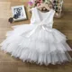 Flower Girls White Princess Dress for Wedding Backless Lace Baby Birthday Baptism Party Tutu Gown