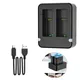 Dual Port Slot Double Battery Charger For Gopro Go Pro Hero 11 10 9 Black with USB Cable Action