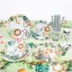 Jungle Birthday Party Decorations Palm Leaves Animal Tableware Wild One Party Supplies Baby Shower
