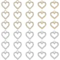 60pcs Rhinestone Heart Teardrop Pendants Love Shape Butterfly Alloy Charms Valentine Heart Dangle