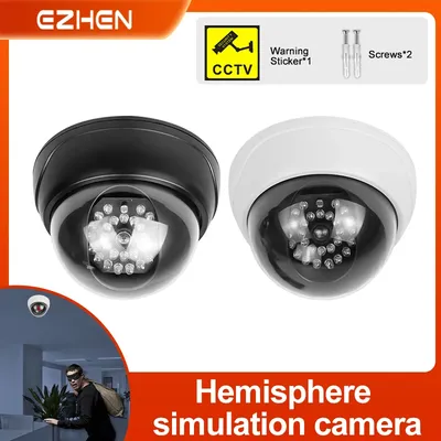 1PC Dome Simulation Camera Fake CCTV Dummy with Flashing Led Light for Homes & Business Powered by