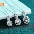 NeeTim 1ct 2ct 5ct D Color Moissanite Diamond Top Quality 18K Gold Plated Drop Pendant Necklace Fine