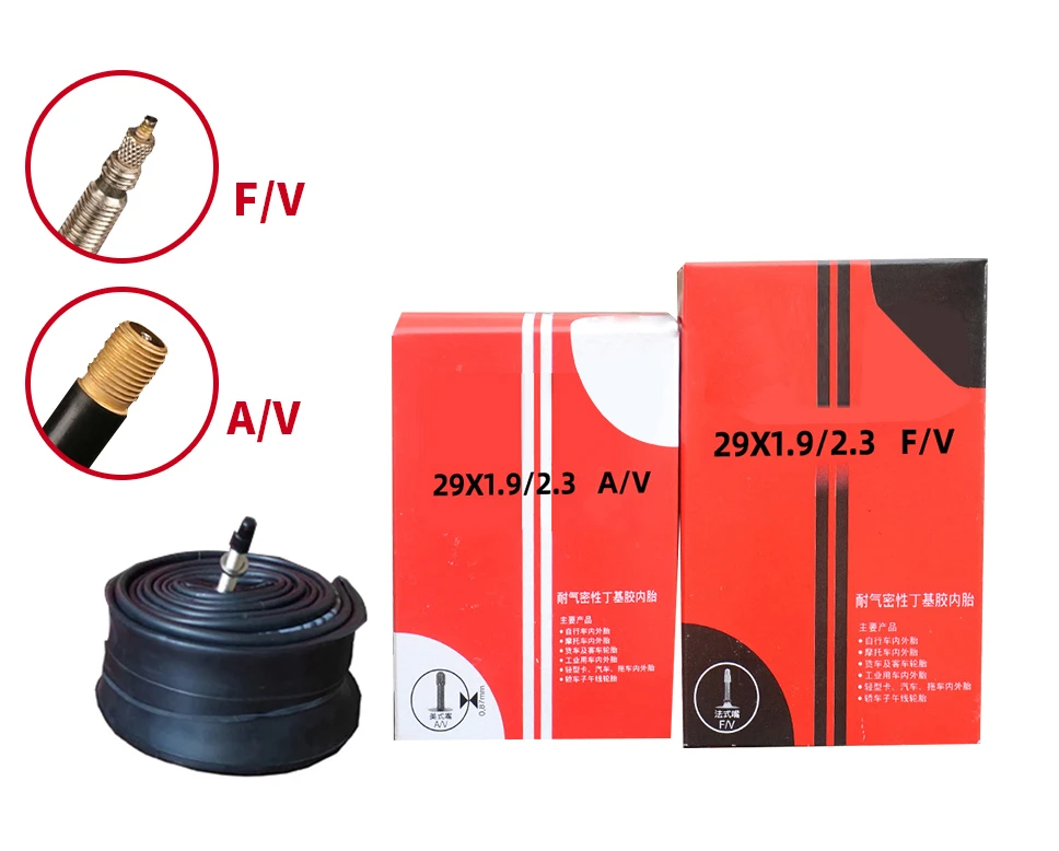 Camera d'aria per bicicletta MTB bici 1pc Pneumatici 26 27.5 29 pollici 1.5/1.75 1.9/2.125 2.3/2.4 A/V F/V Ciclismo Camera d'aria in gomma butilica