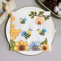 20Pcs/Pack Cute Flowers Bee Decoupage Paper Napkins Kawaii Cartoon Insects Tissues for Kids Birthday