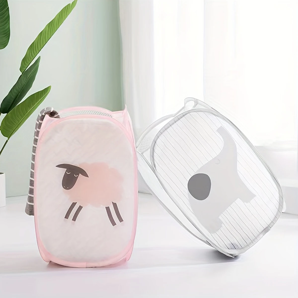 Cartoon Foldable Mesh Dirty Clothes Basket
