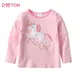 DXTON Long Sleeve Girls T-shirts Cotton Winter Children Tops & Tees Ruffles Mesh O-neck Toddler