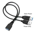 30cm USB 3.0 to USB 3.0 2.0 USB Female to Dual USB Male Extra Power Data Y One Point Two Extension