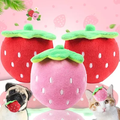 Embroidery Big Red Strawberry Pink Strawberry Pet Sound Plush Toy Dog Toy Cat Toy Pet Supplies Pet