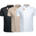 men short sleeves Chef coat Uniform black white Breathable Chef Shirt Restaurant Kitchen Chef