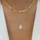 Vintage Fashion Simple Gold-plate Snake Chain Imitation Pearl Pendant Necklace For Women Female Boho