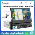 Podofo 1Din MP5 autoradio 7 pollici retrattile lettore MP5 Carplay Android Auto Multimedia Player