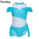 Kids Girls Sleeveless Sports Gymnastics Workout Dress Children Patchwork Ballet Dance Leotard