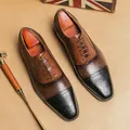 Men's Fashion Brogue Shoes Triple Joint Mixed-Colors Men Formal Business Leather Shoes male Oxford