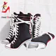 2023 New High-heeled Boots Women Canvas Shoes Denim Rivets Ladies Stilettos Lace-Up Thin Heel Casual